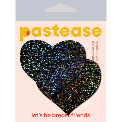 Black Glitter Heart Pasties | Festival Body Embellishment