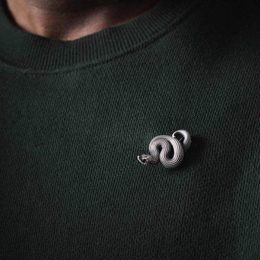 Hognose Snake Brooch | Oxidized Sterling Silver or Black Plated Brass | Coppertist.Wu
