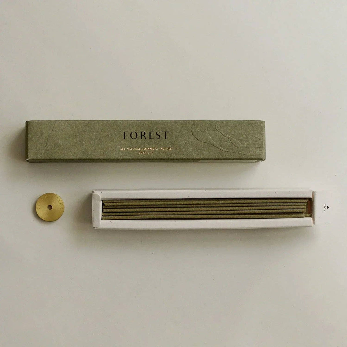Hinoki Japanese Incense Set | 30 Cypress Incense Sticks & Brass Holder