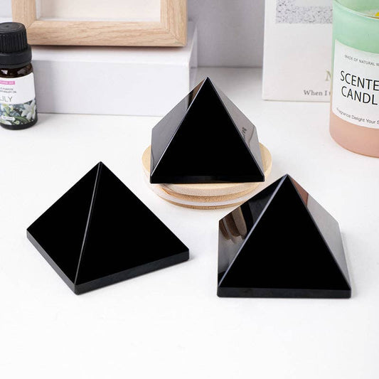 Black Obsidian Pyramid | Sacred Geometry Protection Stone
