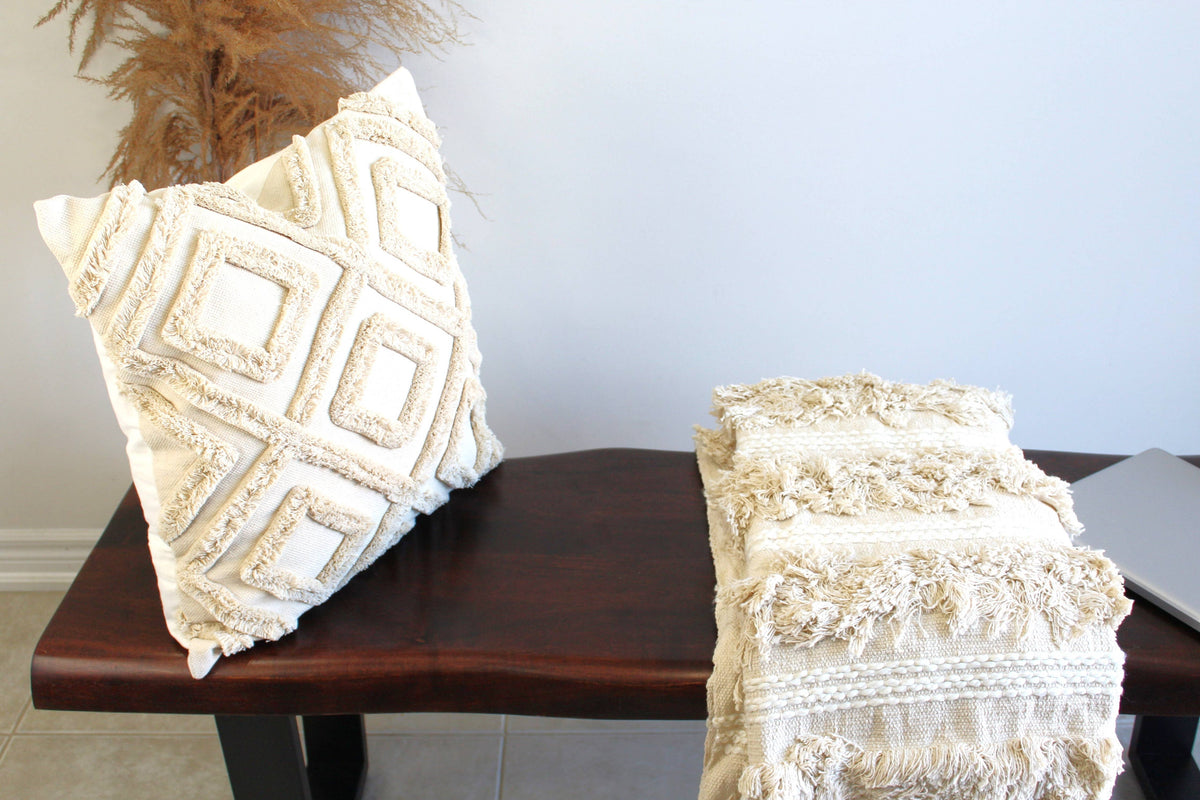 June Tufted Pillow | Ivory Geometric Cushion Cover