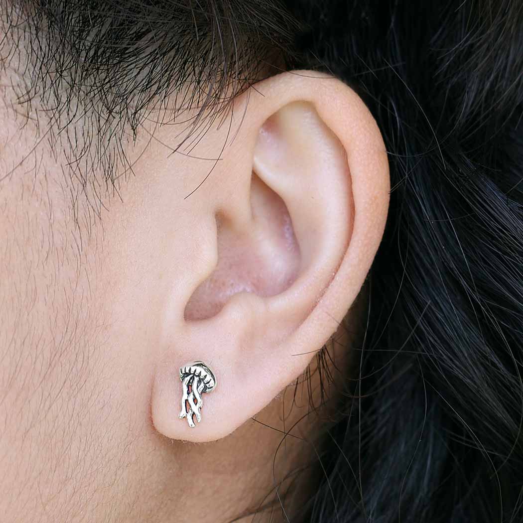 Jellyfish Post Earrings | Sterling Silver or Golden Bronze