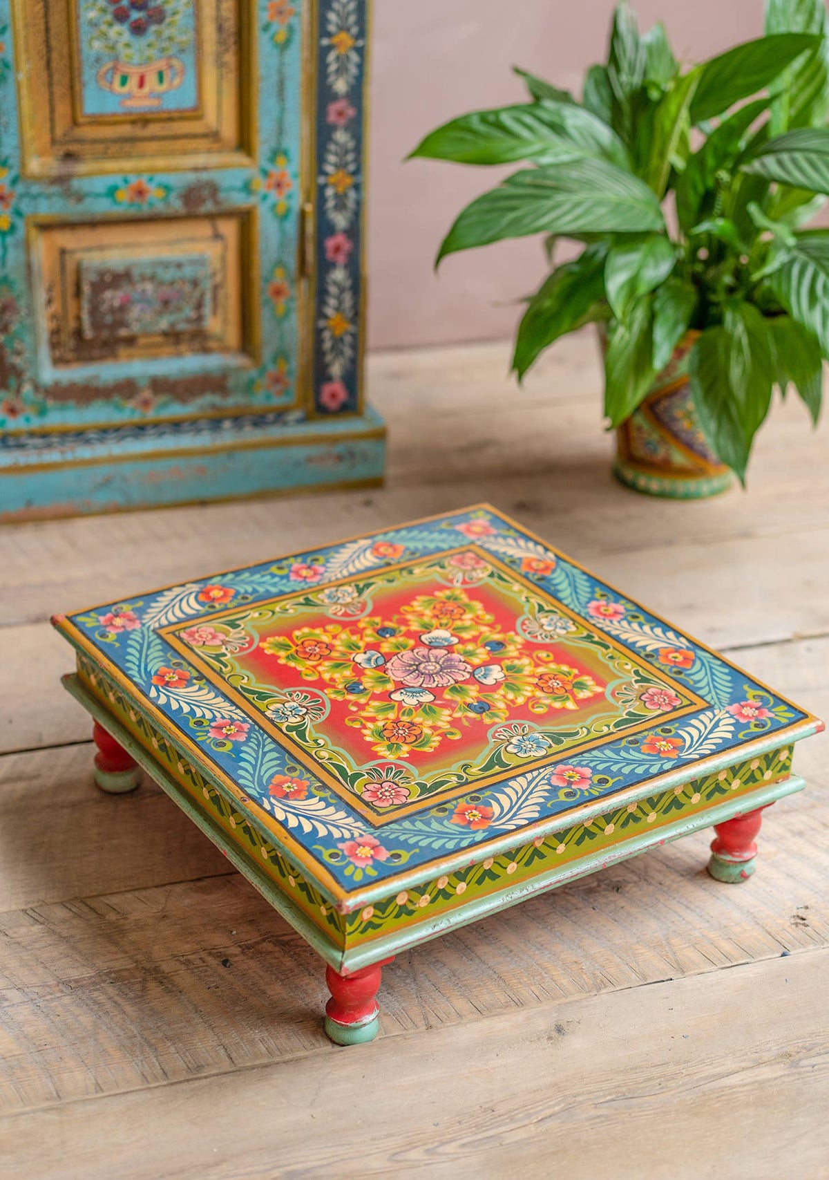 Vintage Bajot Table | Hand-Painted Mango Wood