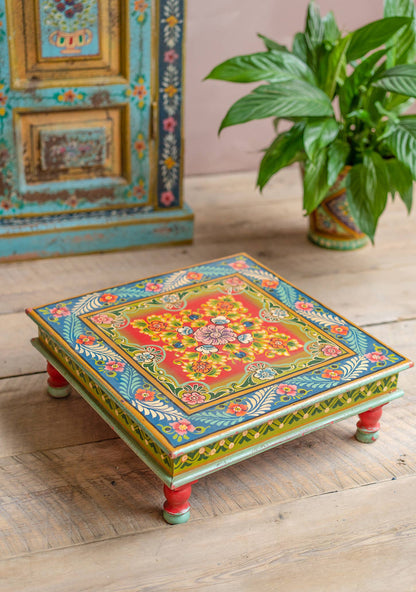 Vintage Bajot Table | Hand-Painted Mango Wood