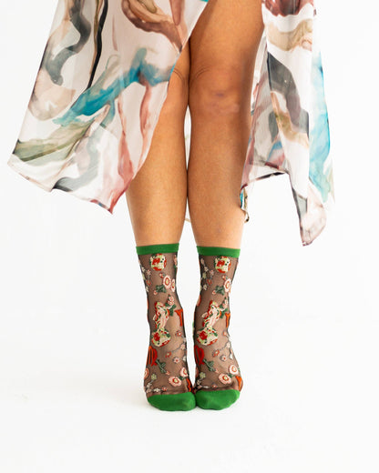 Virgo Zodiac Black Sheer Crew Sock **