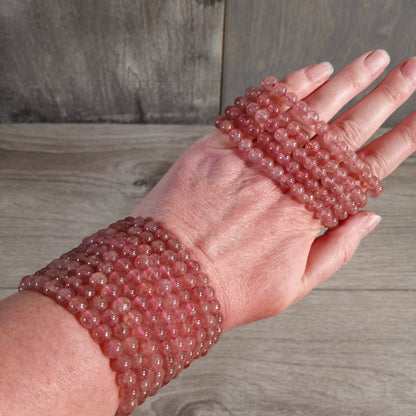 Gemstone Beaded Stretch Bracelet | 6mm Crystal Beads