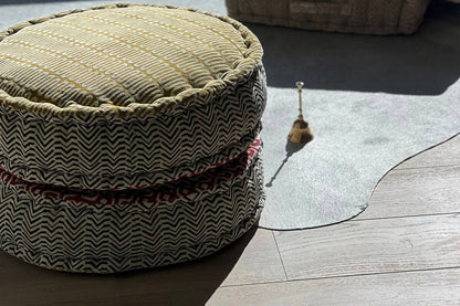 Block Print Round Meditation Cushion | Jaipur Block Print