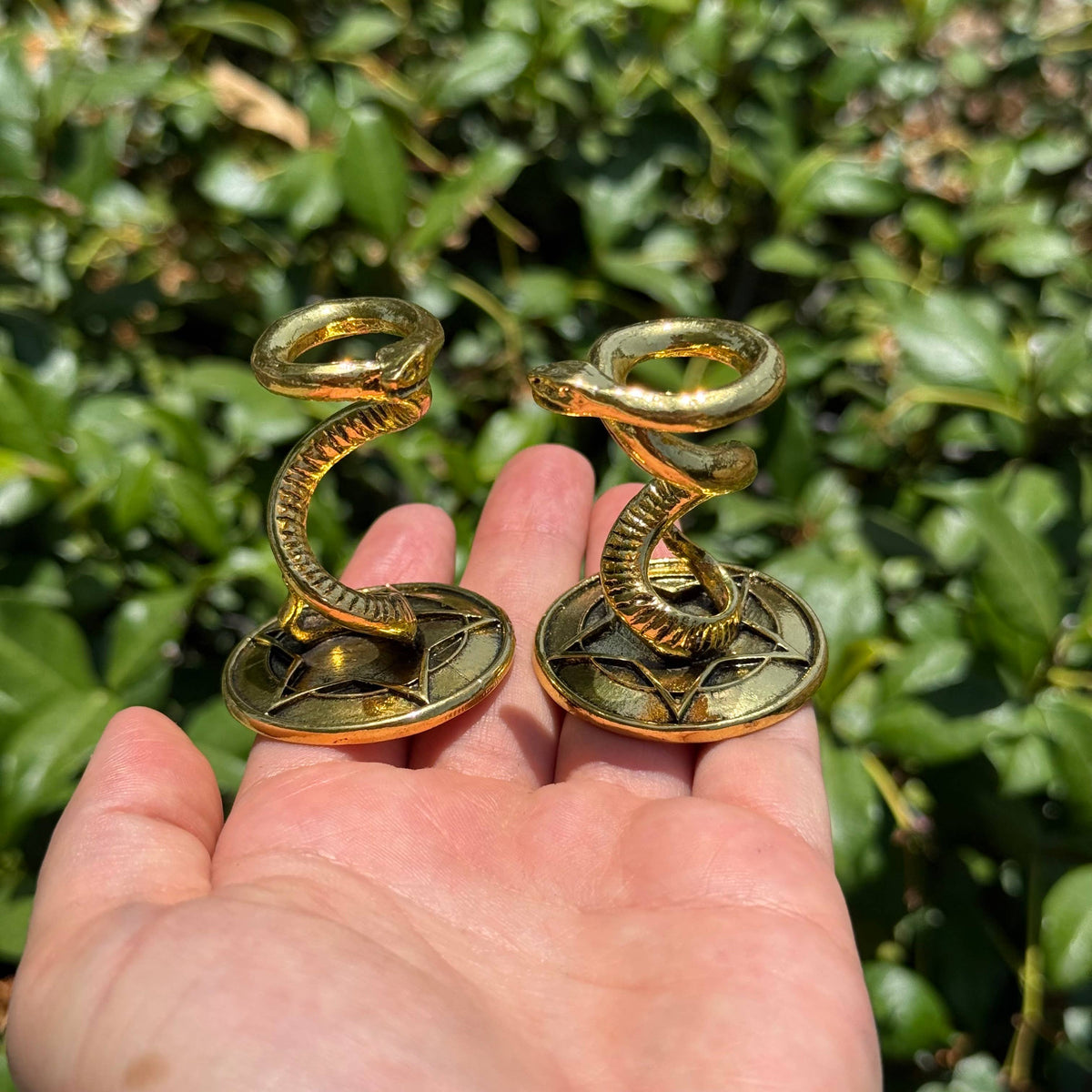 Pentagram Snake Sphere Holder - Gold