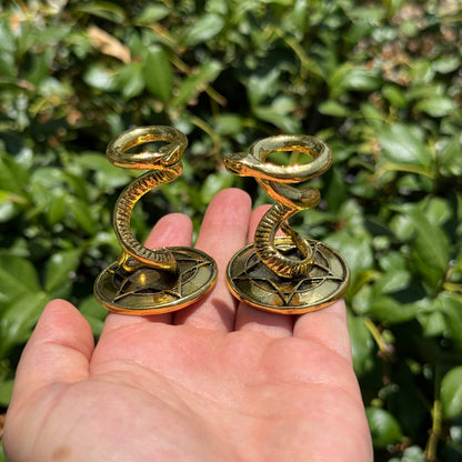 Pentagram Snake Sphere Holder - Gold