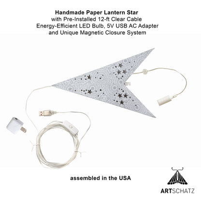 Hrim | 9 Point 25" White w/ Glitter | Paper Star Light