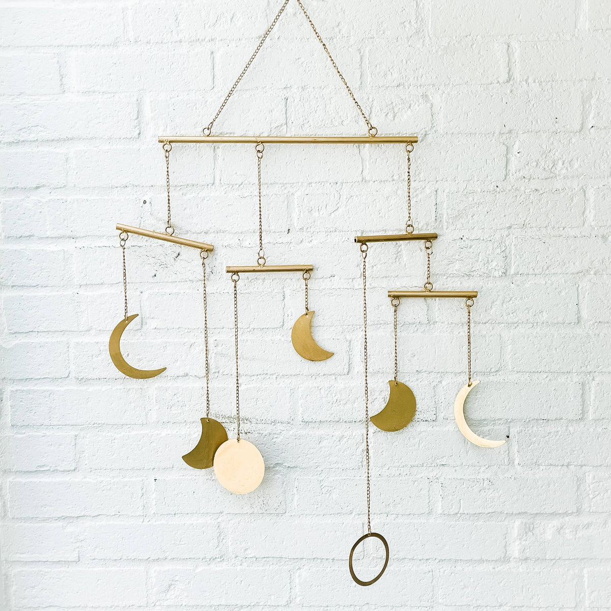 Moon Phase Mobile | Gold Lunar Hanging Decor