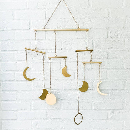 Moon Phase Mobile | Gold Lunar Hanging Decor