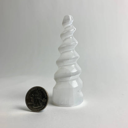 Selenite Unicorn Horn Spiral | Cleansing & Spiritual Growth