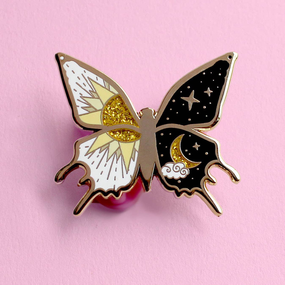 Sun & Moon Butterfly Enamel Pin | Celestial Butterfly Pin