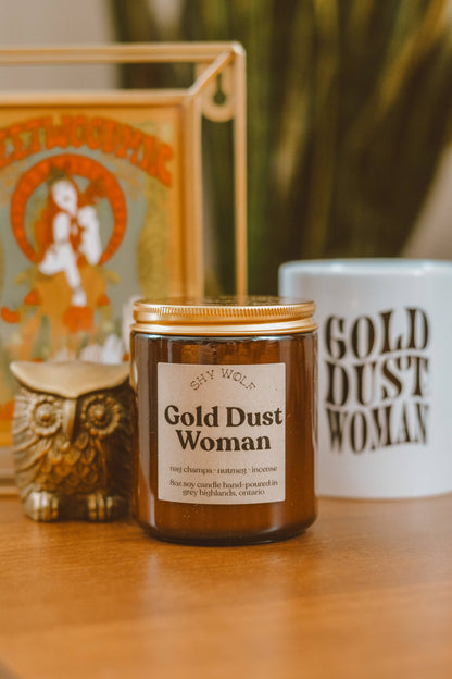 Gold Dust Woman Music Inspired Soy Candle | Nag Champa, Incense & Nutmeg
