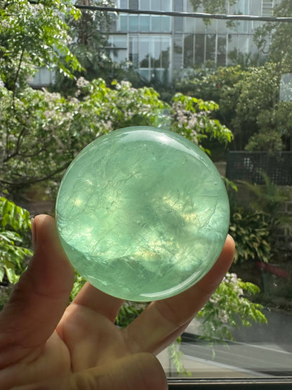 Large Green Fluorite Sphere | Crystal for Healing & Clarity