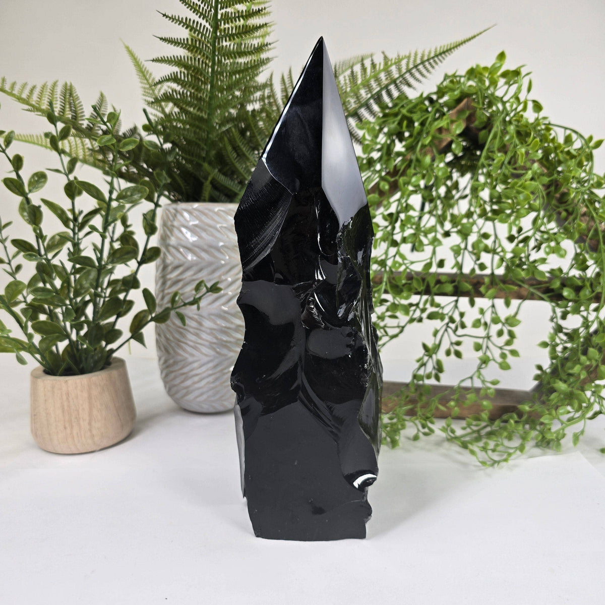 Black Obsidian Semi-Polished Tower | Protection Crystal from Mexico
