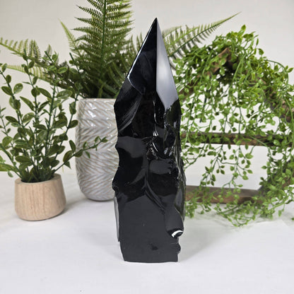 Black Obsidian Semi-Polished Tower | Protection Crystal from Mexico