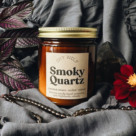 Smoky Quartz Crystal Inspired Soy Candle | Coconut Cream, Orchid & Vetiver