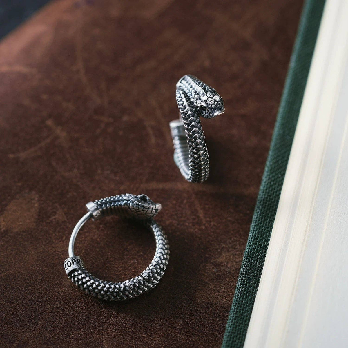 Hognose Snake Hoop Earrings | Curious Serpent Hoops | Coppertist.Wu