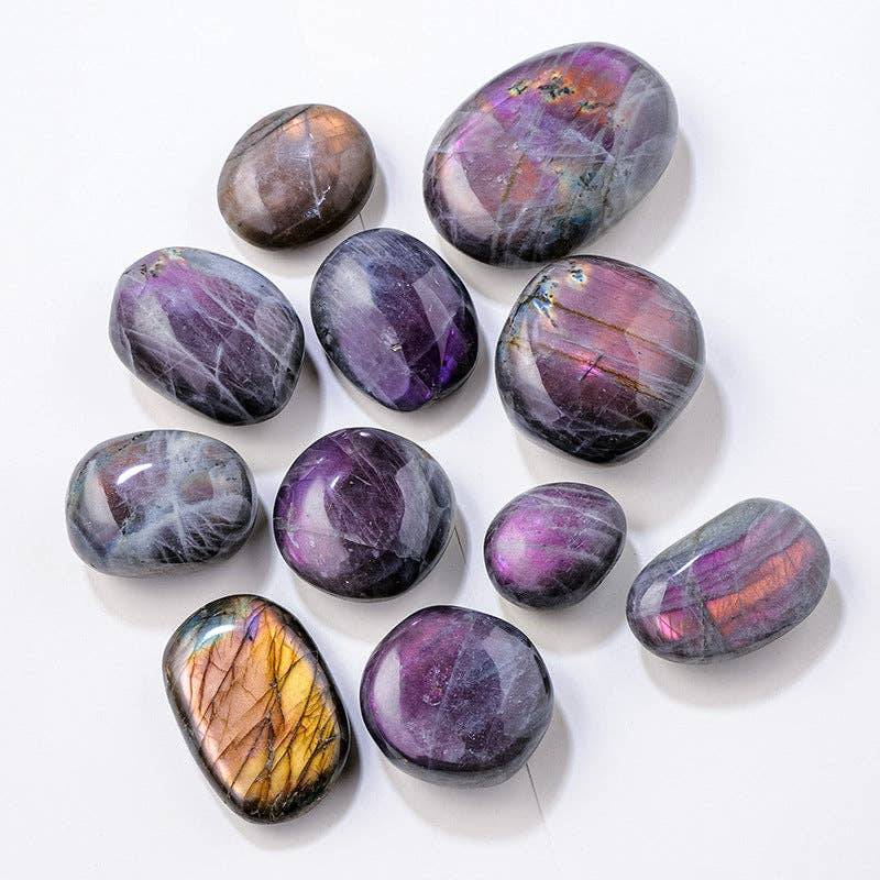 Purple Labradorite Palm Stone | Stone of Magic & Intuition
