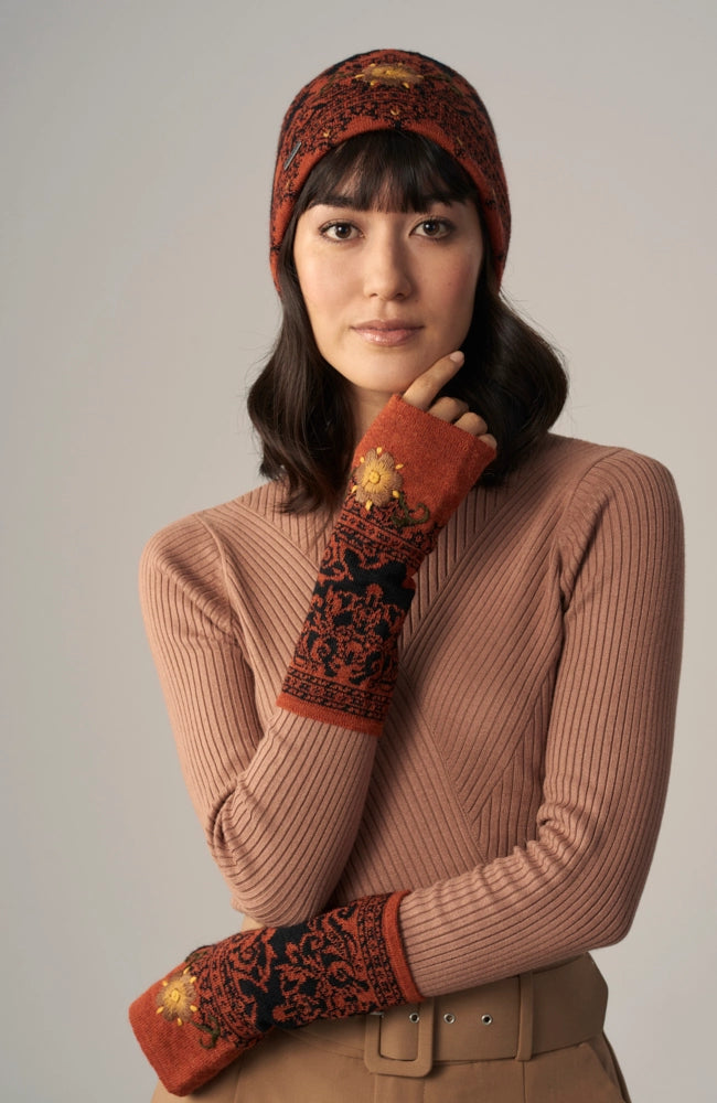 Isabela Alpaca Wrist Warmers | Hand Embroidered | Fall