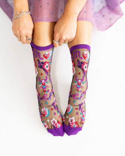 Scorpio Zodiac Black Sheer Crew Sock **