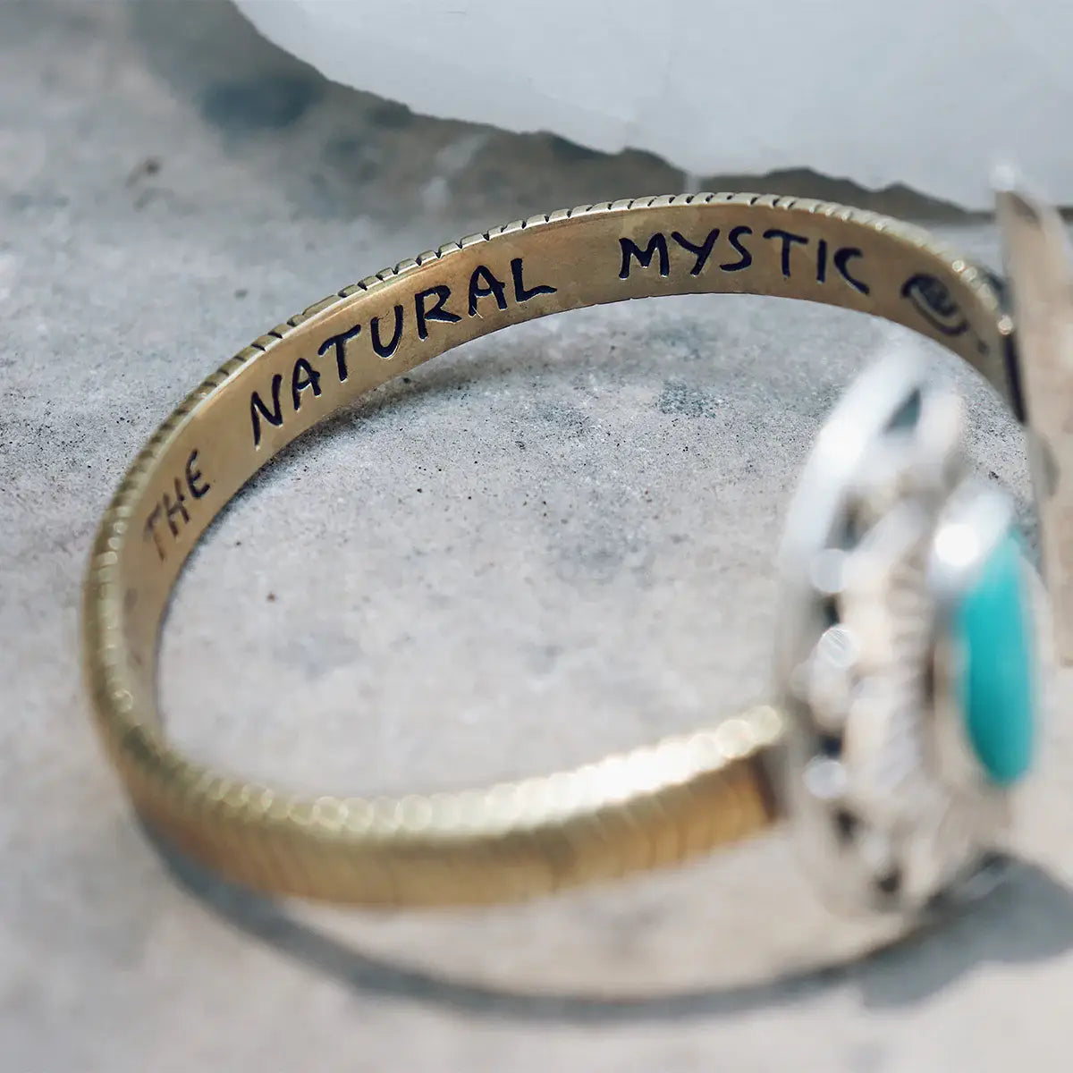 Natural Mystic Cuff | Turquoise, Brass with Sterling Silver | Bahgsu Jewels