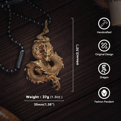 Oriental Dragon Pendant | Solid Brass | Coppertist.Wu