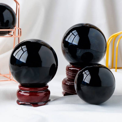 Black Obsidian Sphere | Crystal for Protection & Grounding