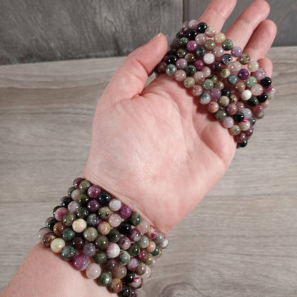 Gemstone Beaded Stretch Bracelet | 6mm Crystal Beads