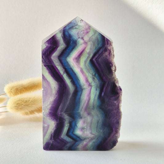 Candy Fluorite sculpture with rough edge - 435g