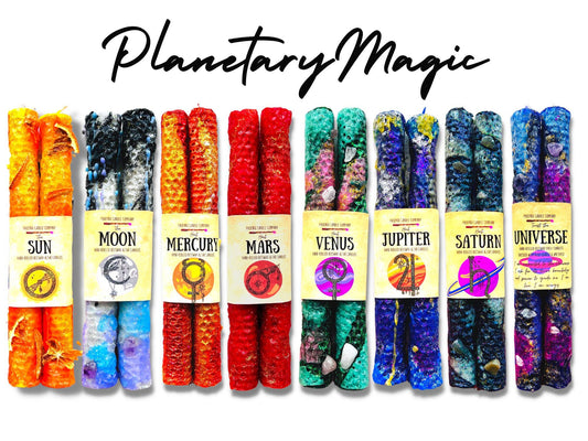 Planetary Magic Candle Pair | Natural Beeswax