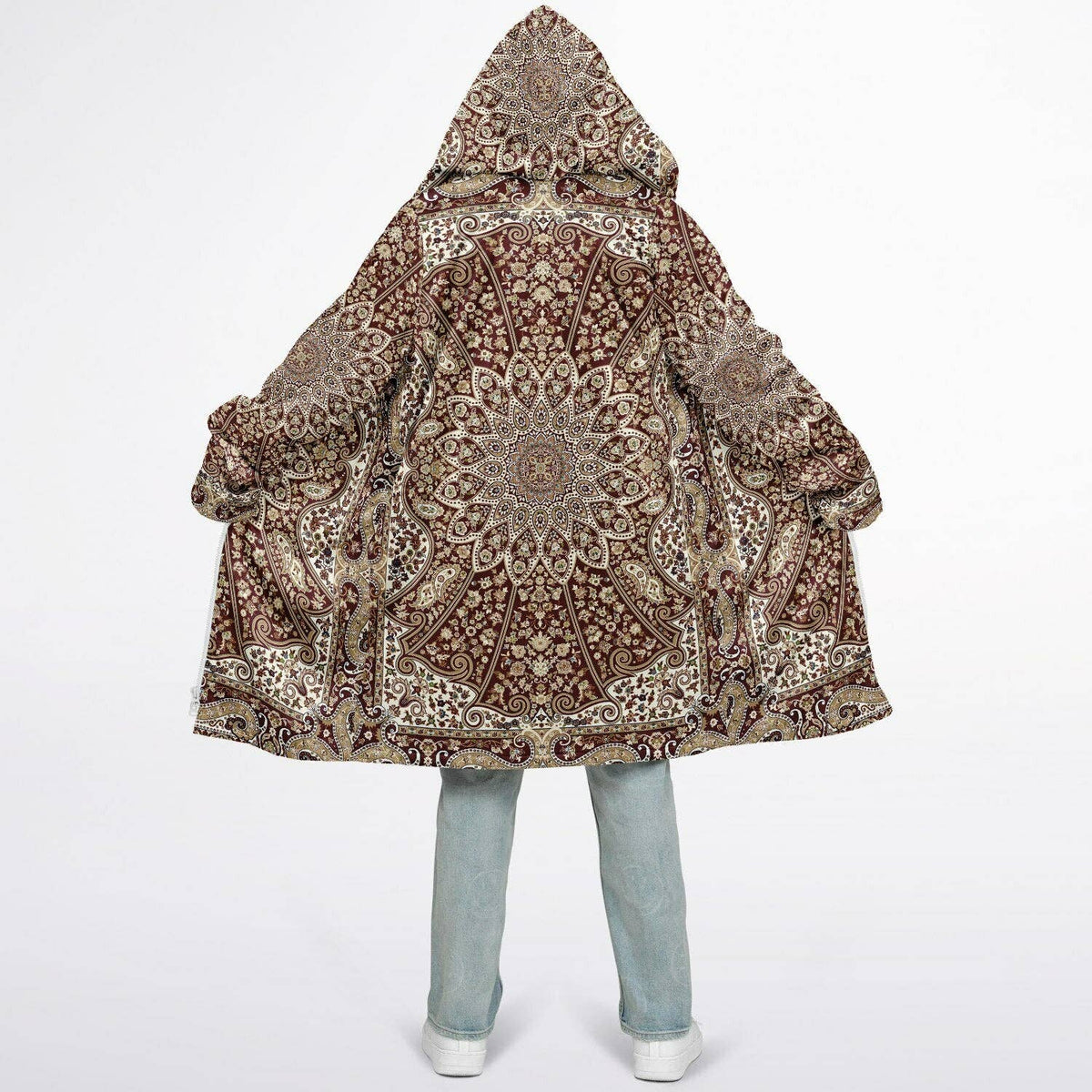Classic Red Persian Carpet Zipper Cloak | Recycled Performance Fleece | Manifestie
