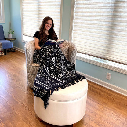 Onyx Throw Blanket | Hand-Dyed Block Print Cotton Throw