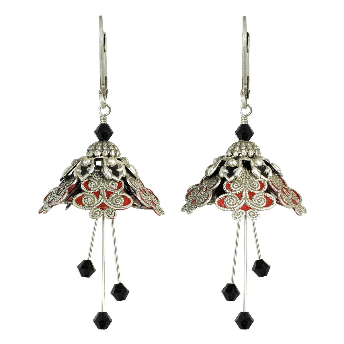 Spellbinder Flower Fairy Earrings | Hand-Painted Brass & Swarovski Crystal
