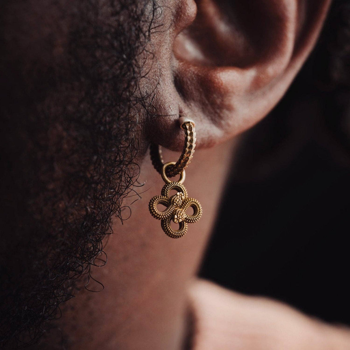 Double Snake Hoop Earrings | Brass | Coppertist.Wu