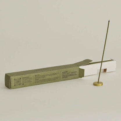 Hinoki Japanese Incense Set | 30 Cypress Incense Sticks & Brass Holder