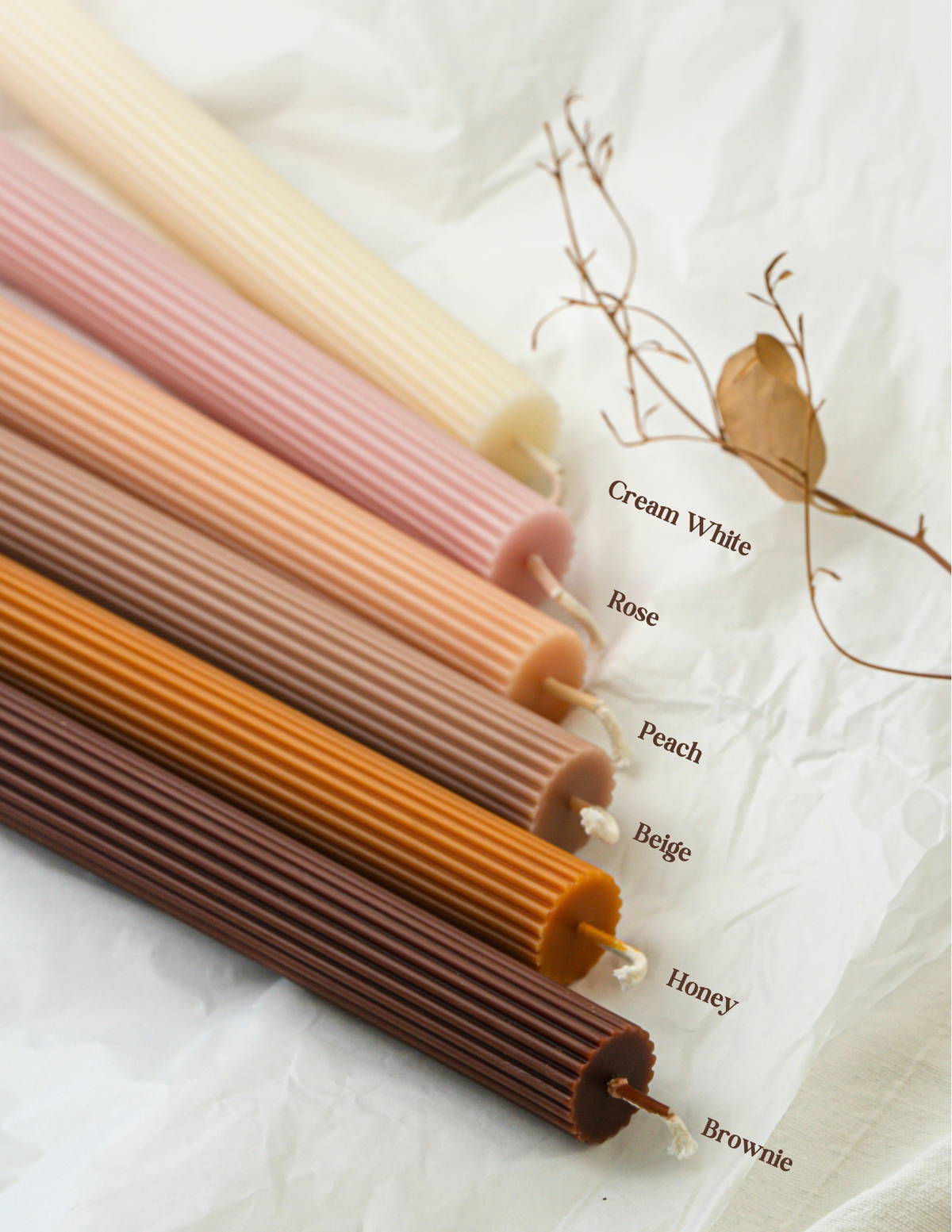 Ribbed Taper Candle | Beeswax & Soy Blend