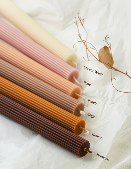 Ribbed Taper Candle | Beeswax & Soy Blend