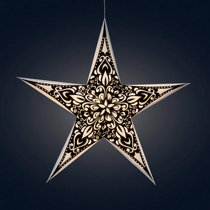 Narna | 5 Point 24"  Cream/Black Velvet | Paper Star Light