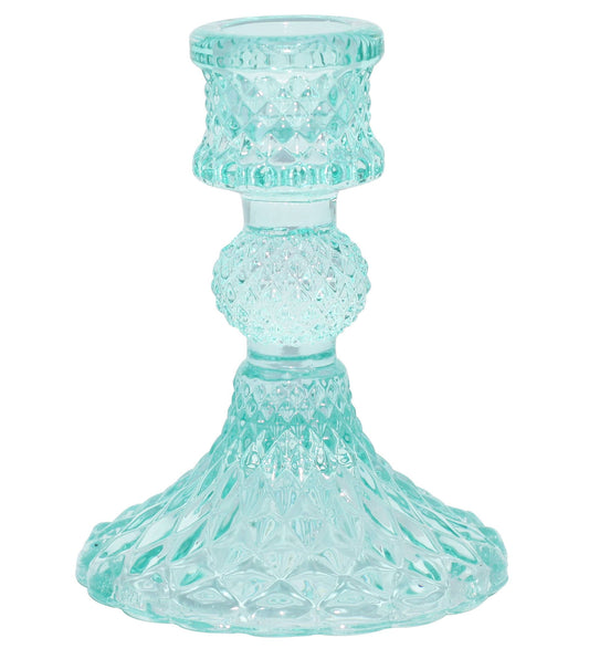 Baby Bella Candle Holder | Aquamarine Glass & Vintage Form