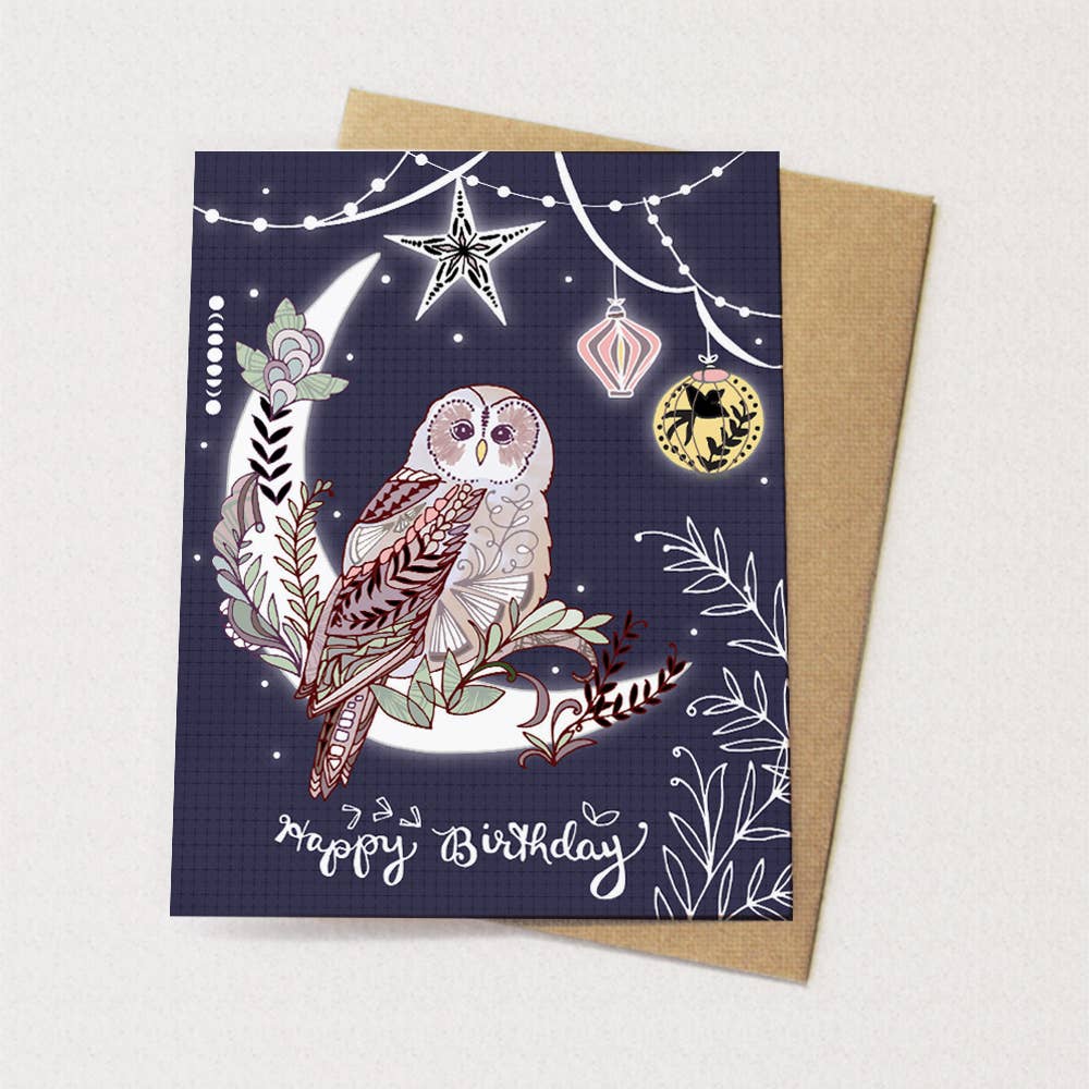 Lantern Owl Birthday Card | Cindy LaColla