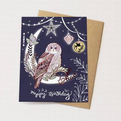 Lantern Owl Birthday Card | Cindy LaColla
