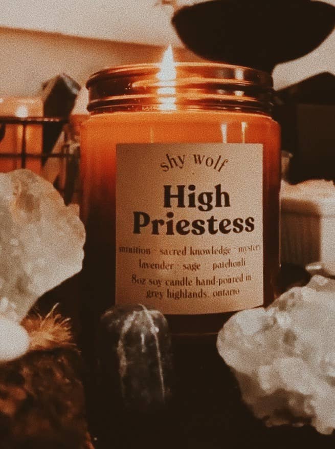 The High Priestess Tarot Inspired Soy Candle | Lavender, Sage & Patchouli