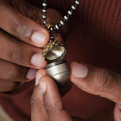 Acorn Capsule Pendant | Brass & White Bronze | Coppertist.Wu