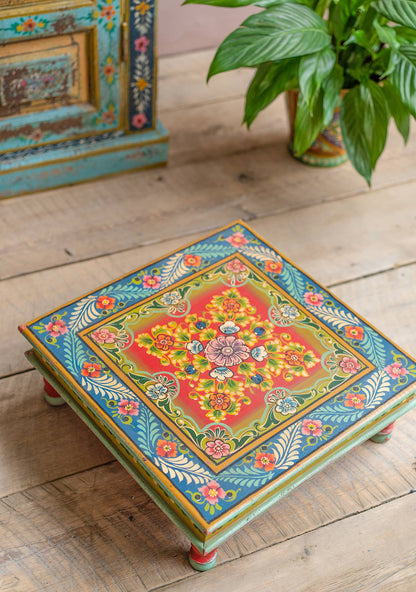 Vintage Bajot Table | Hand-Painted Mango Wood