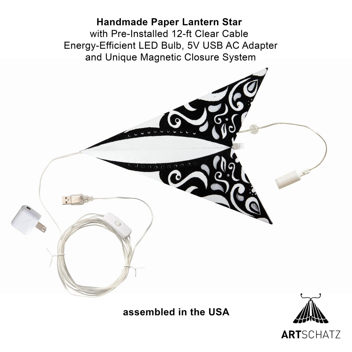 Narna | 5 Point 24"  Cream/Black Velvet | Paper Star Light