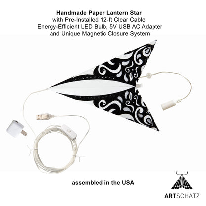 Narna | 5 Point 24"  Cream/Black Velvet | Paper Star Light