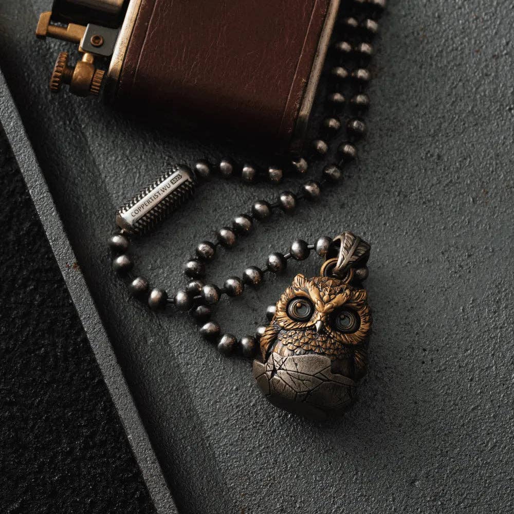 Owl Fidget Pendant | Brass & White Bronze | Coppertist.Wu